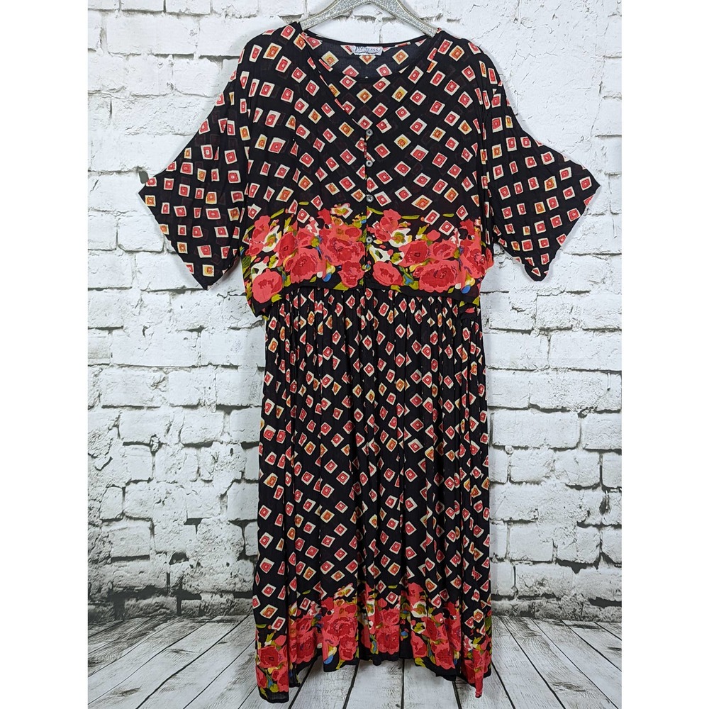 💃 VINTAGE Dress: Layered Floral Cottagecore Boho Midi 2X ca1990s